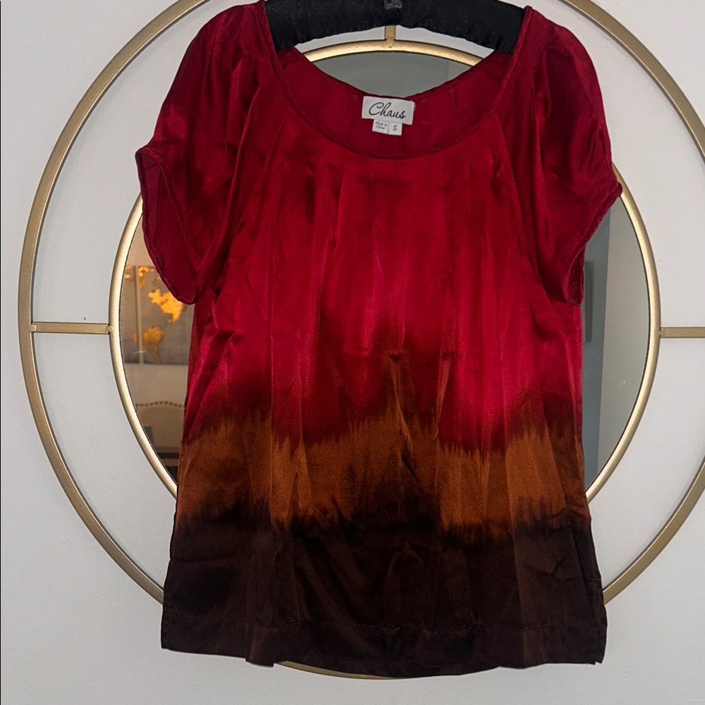 Chaus Gradient Red and Brown Blouse